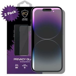 2-Pack MobyDefend iPhone 14 Pro Screenprotectors - HD Privacy Glass Screensavers