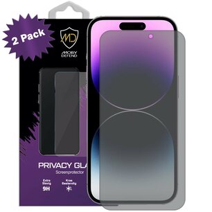 2-Pack MobyDefend iPhone 14 Pro Screenprotectors - Matte Privacy Glass Screensavers