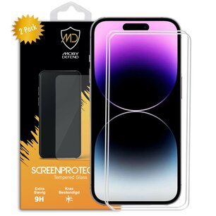 2-Pack iPhone 14 Pro Max Screenprotectors - MobyDefend Case-Friendly Screensavers - Gehard Glas