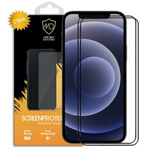 2-Pack iPhone 12 Mini Screenprotectors - MobyDefend Screensavers Met Zwarte Randen - Gehard Glas 