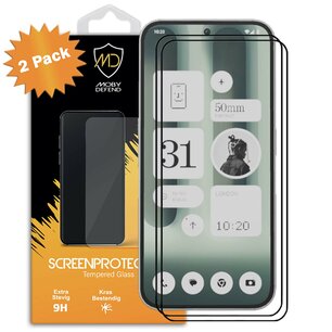 2-Pack Nothing Phone (2a) Plus Screenprotectors - MobyDefend Screensavers Met Zwarte Randen - Gehard Glas 