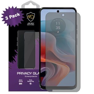 3-Pack MobyDefend Motorola Moto G34 Screenprotectors - Matte Privacy Glass Screensavers