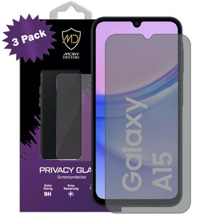 3-Pack MobyDefend Samsung Galaxy A15 Screenprotectors - Matte Privacy Glass Screensavers