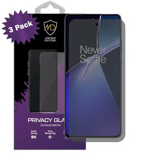 3-Pack MobyDefend OnePlus Nord CE 4 Screenprotectors - HD Privacy Glass Screensavers