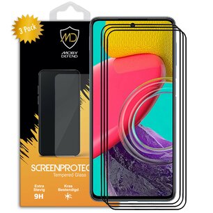 3-Pack Samsung Galaxy M53 Screenprotectors - MobyDefend Screensavers Met Zwarte Randen - Gehard Glas