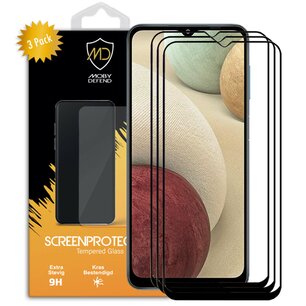 3-Pack Samsung Galaxy A12 / M12 Screenprotectors - MobyDefend Screensavers Met Zwarte Randen - Gehard Glas