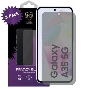 3-Pack MobyDefend Samsung Galaxy A35 Screenprotectors - Matte Privacy Glass Screensavers