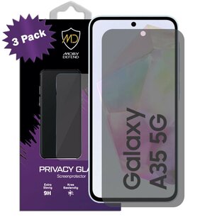 3-Pack MobyDefend Samsung Galaxy A35 Screenprotectors - HD Privacy Glass Screensavers