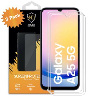 3-Pack Samsung Galaxy A25 Screenprotectors - MobyDefend Case-Friendly Screensavers - Gehard Glas