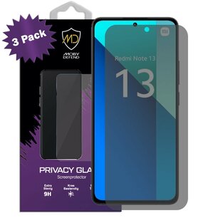 3-Pack MobyDefend Xiaomi Redmi Note 13 4G Screenprotectors - HD Privacy Glass Screensavers