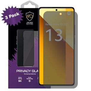 3-Pack MobyDefend Xiaomi Redmi Note 13 5G Screenprotectors - HD Privacy Glass Screensavers