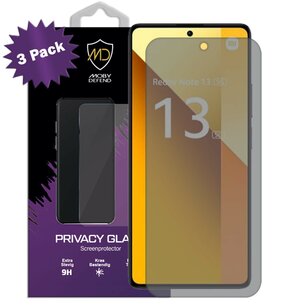 3-Pack MobyDefend Xiaomi Redmi Note 13 5G Screenprotectors - Matte Privacy Glass Screensavers