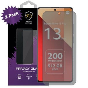 2-Pack MobyDefend Xiaomi Redmi Note 13 Pro 4G Screenprotectors - Matte Privacy Glass Screensavers