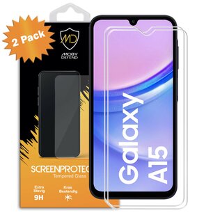 2-Pack Samsung Galaxy A15 Screenprotectors - MobyDefend Case-Friendly Screensavers - Gehard Glas