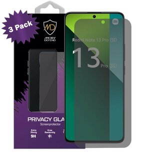 3-Pack MobyDefend Xiaomi Redmi Note 13 Pro 5G Screenprotectors - HD Privacy Glass Screensavers