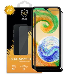 2-Pack Samsung Galaxy A04s Screenprotectors - MobyDefend Screensaver Met Zwarte Randen - Gehard Glas