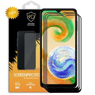 3-Pack Samsung Galaxy A04s Screenprotectors - MobyDefend Screensaver Met Zwarte Randen - Gehard Glas