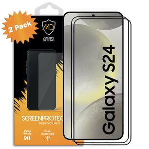 2-Pack Samsung Galaxy S24 Screenprotectors - MobyDefend Screensavers Met Zwarte Randen - Gehard Glas