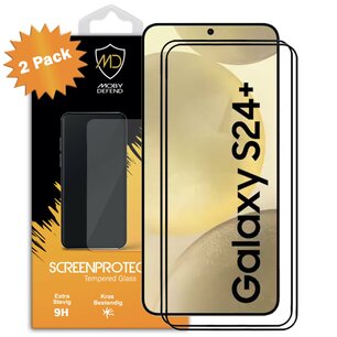 2-Pack Samsung Galaxy S24 Plus (S24+) Screenprotectors - MobyDefend Screensavers Met Zwarte Randen - Gehard Glas 