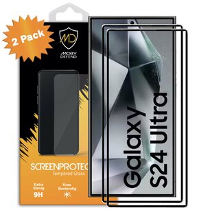 2-Pack Samsung Galaxy S24 Ultra Screenprotectors - MobyDefend Screensavers Met Zwarte Randen - Gehard Glas 