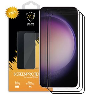 3-Pack Samsung Galaxy S23 Plus (S23+) Screenprotectors - MobyDefend Screensavers Met Zwarte Randen - Gehard Glas 