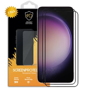 2-Pack Samsung Galaxy S23 Plus (S23+) Screenprotectors - MobyDefend Screensavers Met Zwarte Randen - Gehard Glas 