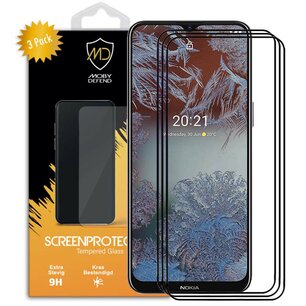 3-Pack Nokia G10 / Nokia G20 Screenprotectors - MobyDefend Screensaver Met Zwarte Randen - Gehard Glas