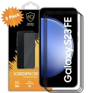 3-Pack Samsung Galaxy S23 FE Screenprotectors - MobyDefend Screensavers Met Zwarte Randen - Gehard Glas 