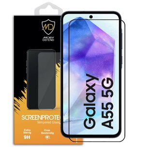 Samsung Galaxy A55 Screenprotector - MobyDefend Screensaver Met Zwarte Randen - Gehard Glas 