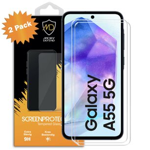 2-Pack Samsung Galaxy A55 Screenprotectors - MobyDefend Case-Friendly Screensavers - Gehard Glas