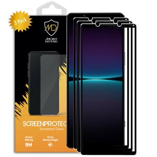 3-Pack Sony Xperia 1 IV Screenprotectors - MobyDefend Screensaver Met Zwarte Randen - Gehard Glas