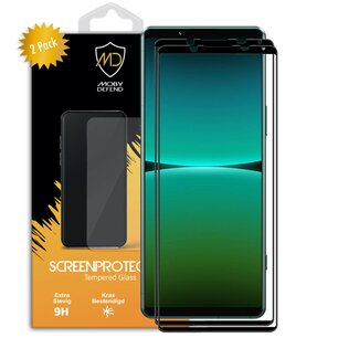 2-Pack Sony Xperia 5 IV Screenprotectors - MobyDefend Screensaver Met Zwarte Randen - Gehard Glas