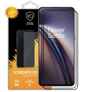 2-Pack OnePlus Nord CE 2 screenprotectors - MobyDefend Screensaver Met Zwarte Randen - Gehard Glas