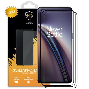 3-Pack OnePlus Nord CE 2 Screenprotectors - MobyDefend Screensaver Met Zwarte Randen - Gehard Glas