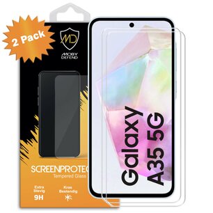 2-Pack Samsung Galaxy A35 Screenprotectors - MobyDefend Case-Friendly Screensavers - Gehard Glas