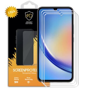 3-Pack Samsung Galaxy A34 Screenprotectors - MobyDefend Case-Friendly Screensavers - Gehard Glas