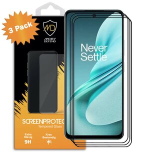 3-Pack OnePlus Nord N30 SE Screenprotectors - MobyDefend Screensaver Met Zwarte Randen - Gehard Glas