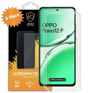 3-Pack Oppo Reno12 F Screenprotectors - MobyDefend Case-Friendly Screensaver - Gehard Glas