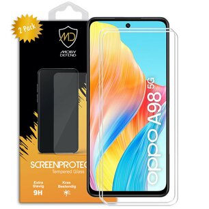 2-Pack Oppo A98 Screenprotectors - MobyDefend Case-Friendly Screensavers - Gehard Glas