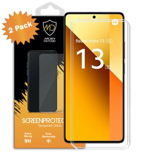 2-Pack Xiaomi Redmi Note 13 5G Screenprotectors - MobyDefend Case-Friendly Screensavers - Gehard Glas