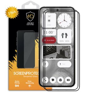 2-Pack Nothing Phone (2) Screenprotectors - MobyDefend Screensavers Met Zwarte Randen - Gehard Glas 