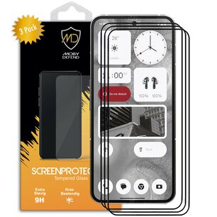 3-Pack Nothing Phone (2) Screenprotectors - MobyDefend Screensavers Met Zwarte Randen - Gehard Glas 