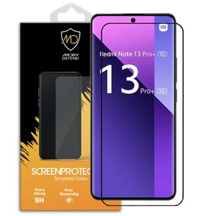 Xiaomi Redmi Note 13 Pro Plus Screenprotector - MobyDefend Screensaver Met Zwarte Randen - Gehard Glas