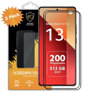 2-Pack Xiaomi Redmi Note 13 Pro 4G Screenprotectors - MobyDefend Screensavers Met Zwarte Randen - Gehard Glas