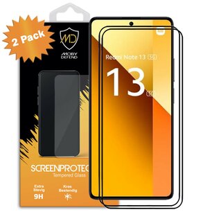 2-Pack Xiaomi Redmi Note 13 5G Screenprotectors - MobyDefend Screensavers Met Zwarte Randen - Gehard Glas