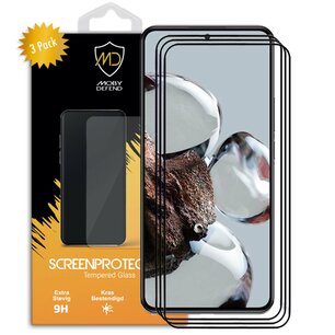 3-Pack Xiaomi 12T / 12T Pro Screenprotectors - MobyDefend Screensavers Met Zwarte Randen - Gehard Glas