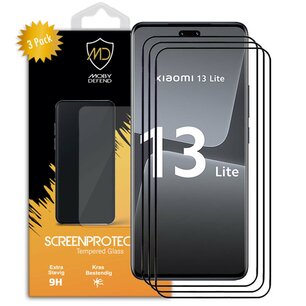 3-Pack Xiaomi 13 Lite Screenprotectors - MobyDefend Screensavers Met Zwarte Randen - Gehard Glas