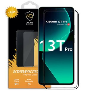 2-Pack Xiaomi 13T Pro Screenprotectors - MobyDefend Screensavers Met Zwarte Randen - Gehard Glas 