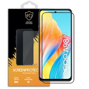 Oppo A98 Screenprotector - MobyDefend Screensaver Met Zwarte Randen - Gehard Glas 