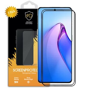 2-Pack Oppo Reno8 Pro screenprotectors - MobyDefend Screensaver Met Zwarte Randen - Gehard Glas